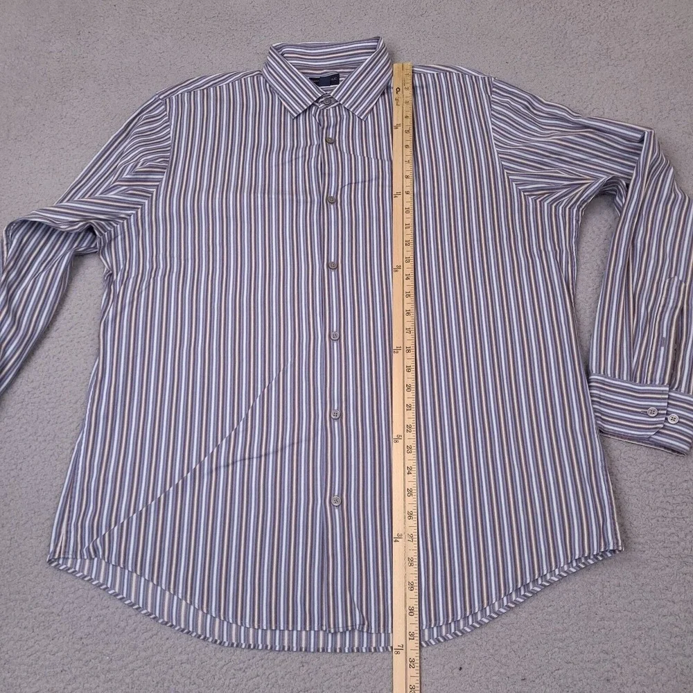 Banana‎ Republic Shirt Mens XL 17-17.5 Blue Striped Long Sleeve Button Up
